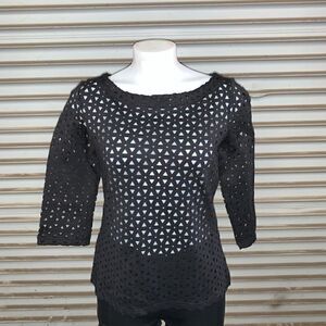 Lauren Michelle black cutout 3/4 sleeve top
